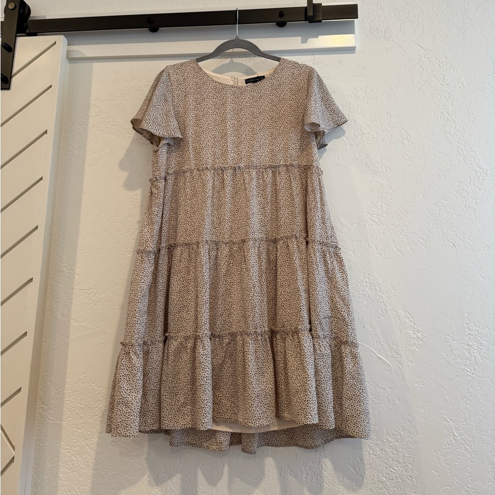 Tiered Mini Dress with cheetah print
